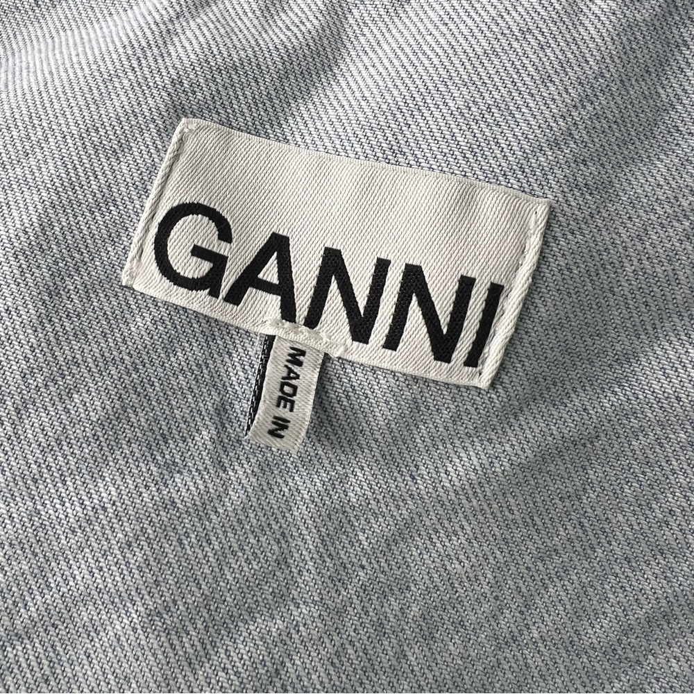 GANNI Cutline Bleach Two-Tone Blue Denim Organic Cotton Midi Dress EU 38 US6 - Picture 13 of 16